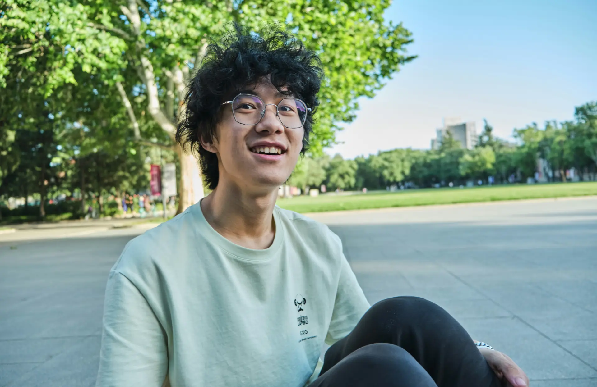 Teenaged boy smiling to camera